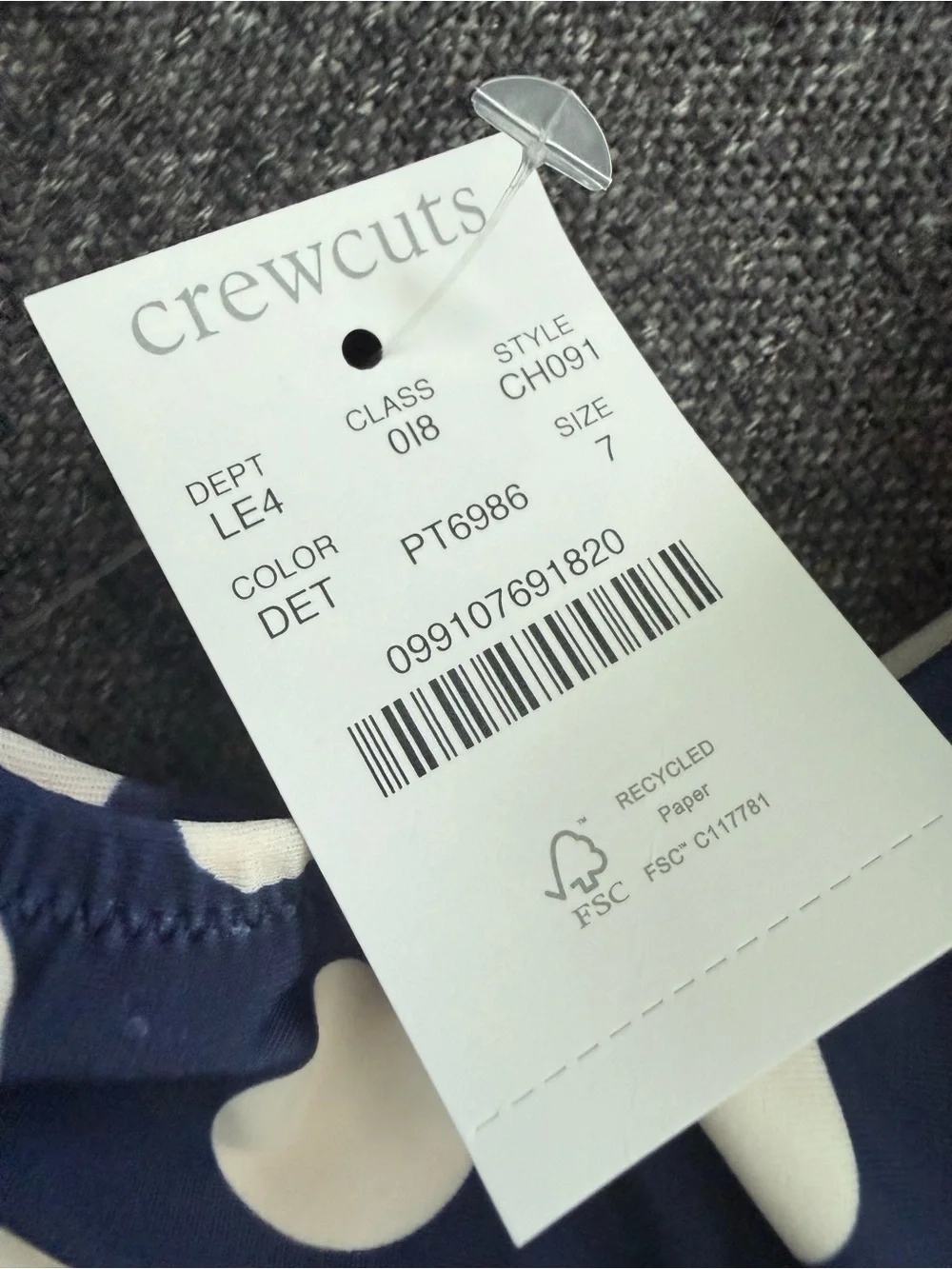 Crewcuts Navy Blue and White Polka Dot Swim Top